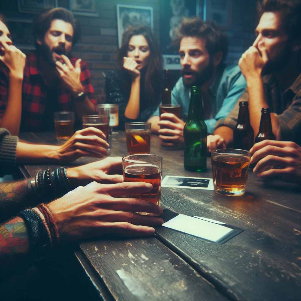 Drinkers at a table